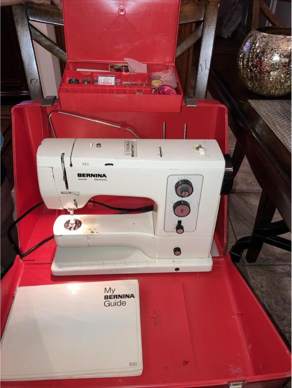 Bernina 830 Record Electronic Sewing Machine Foot Pedal + Heads W/Case *Tested*